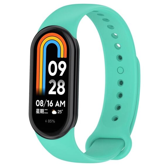 Per cinturino di ricambio per spina in silicone tinta unita Xiaomi Mi Band 8 (verde acqua)