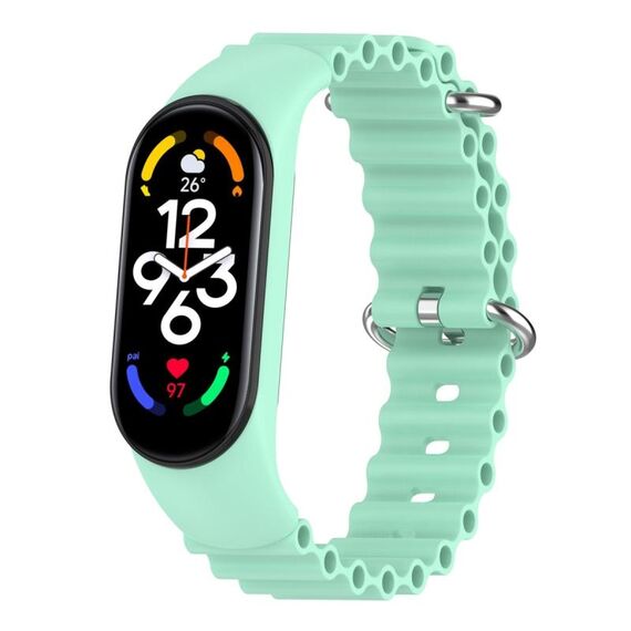 Per Xiaomi Mi Band 7/6/5/4/3 cinturino traspirante in silicone marino tinta unita (blu mare)