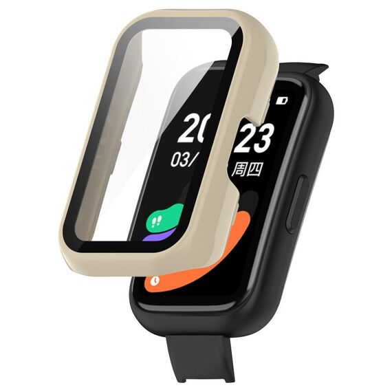 Per Keep Band B3 PC + custodia protettiva per orologio integrata con pellicola in vetro temperato (bianco avorio)