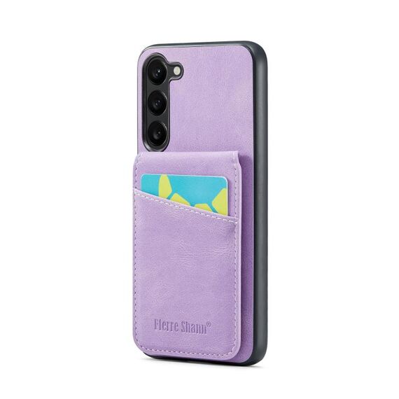 Per Samsung Galaxy S23 + 5G Fierre Shann Crazy Horse Porta carte Cover posteriore Custodia per telefono in PU (viola)