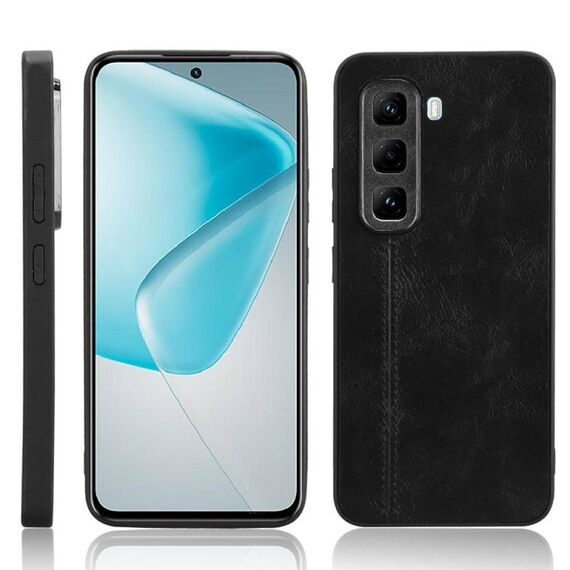Per Infinix Hot 50 Pro 4G Custodia per telefono con motivo a mucca e cuciture (nero)