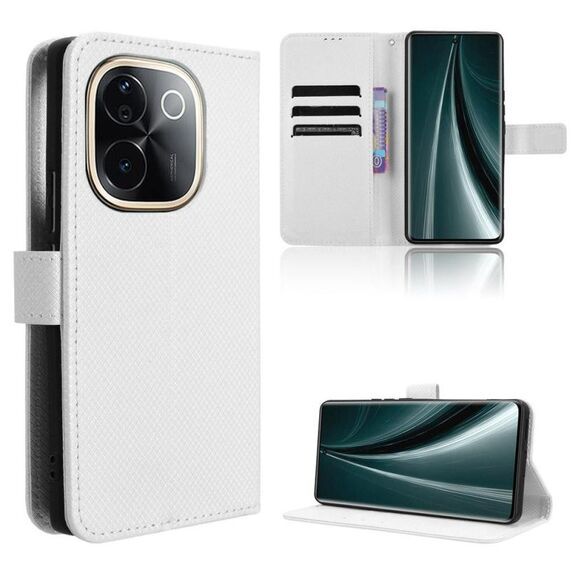 Per vivo T3 Pro 5G / iQOO Z9S Pro 5G Custodia in pelle con texture a diamante (bianca)