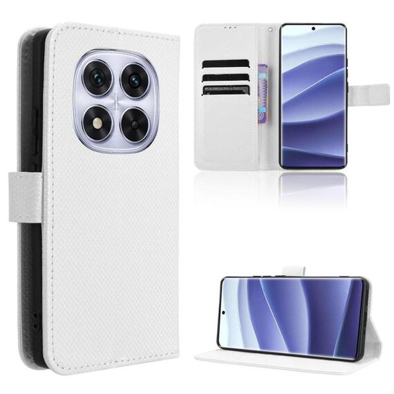 Per Redmi Note 14 Pro+ 5G Custodia in pelle con texture a diamante (bianca)