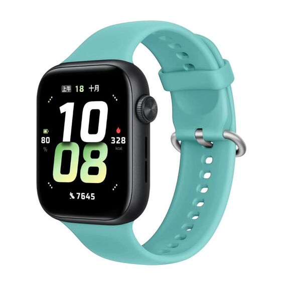 Per Honor Watch 5 cinturino in silicone morbido con fibbia argentata tinta unita (verde acqua)