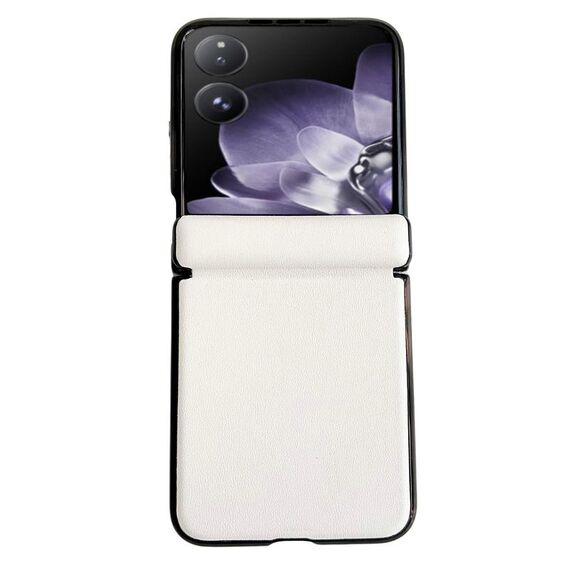 Per Xiaomi Mix Flip Custodia per telefono con struttura in pelle tinta unita con asse magnetico integrato (bianco)