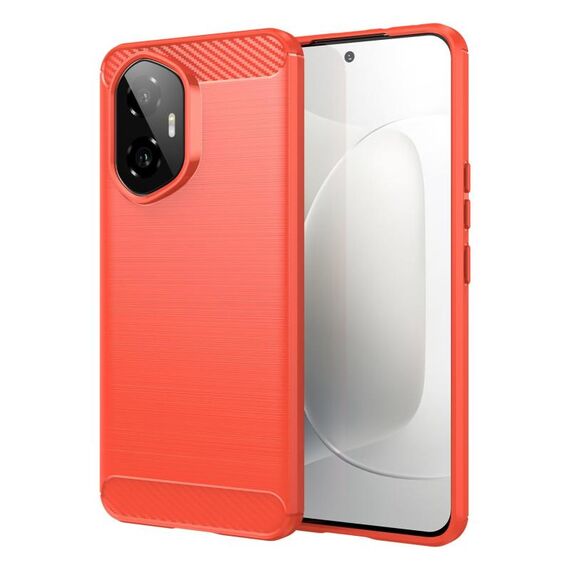 Custodia per telefono in TPU con texture spazzolata in fibra di carbonio per Honor 300 (rosso)