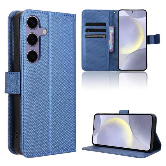 Per Samsung Galaxy S24 FE 5G Custodia in pelle con texture a diamante (blu)