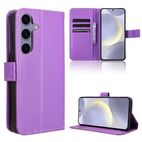 Per Samsung Galaxy S24 FE 5G Custodia in pelle con texture a diamante (viola)