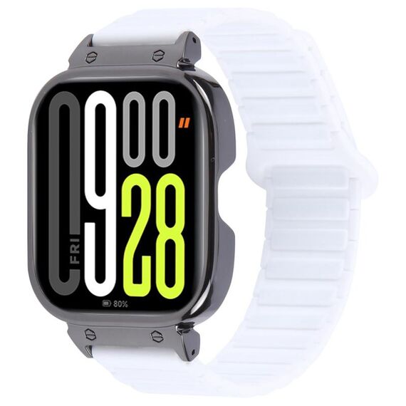 Per Redmi Watch 5 / Watch 4 Cinturino in silicone magnetico a forma di I con cornice nera in metallo integrato (ceramica bianca)