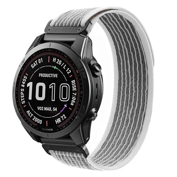 Per Garmin 22mm Loop Nylon Hook and Loop Fastener Quick Release Watch Band (Grigio Bianco)