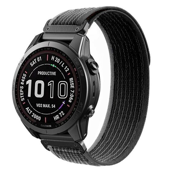 Per Garmin 22mm Loop Nylon Hook and Loop Fastener Quick Release Watch Band (Nero Grigio)
