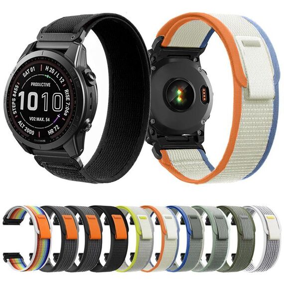 Per cinturino da orologio a sgancio rapido con chiusura a strappo in nylon da 26 mm Garmin (nero Starlight)