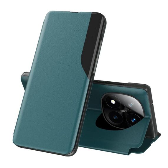 Per Xiaomi Redmi Note 14 Pro+ 5G Attraction Flip Holder Custodia in pelle per telefono (verde)