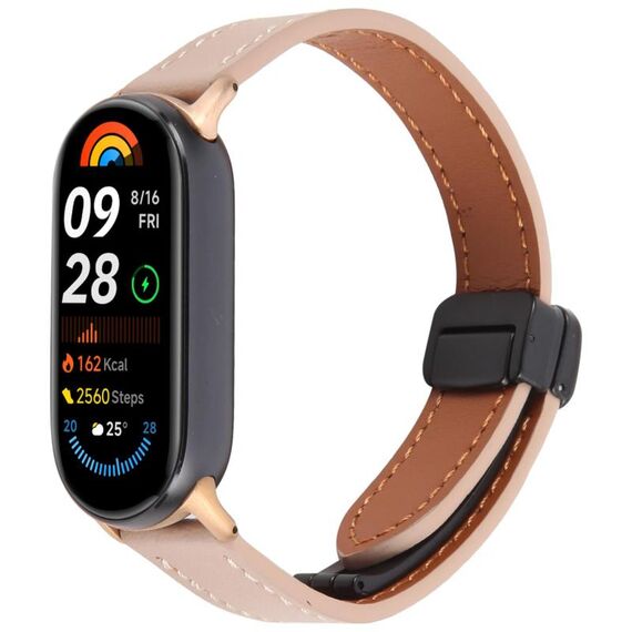 Per Xiaomi Smart Band 9/8 Cinturino per orologio in microfibra con fibbia magnetica pieghevole (rosa ciliegia)