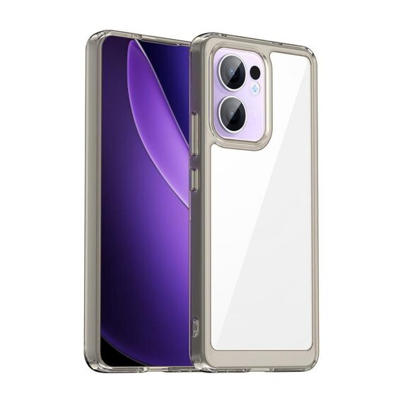 Per OPPO Reno13 F Custodia per telefono in TPU ibrida acrilica serie colorata (grigio trasparente)