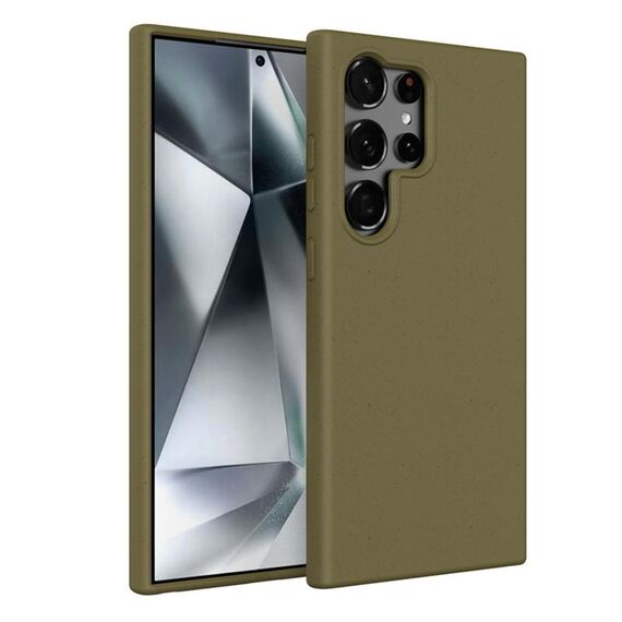 Per Samsung Galaxy S25 Ultra 5G Materiale Paglia di Grano + Custodia per Telefono in TPU (Verde Militare)