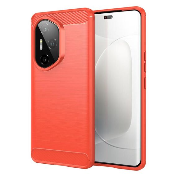 Custodia per telefono in TPU con texture spazzolata in fibra di carbonio per Honor 300 Pro (rosso)