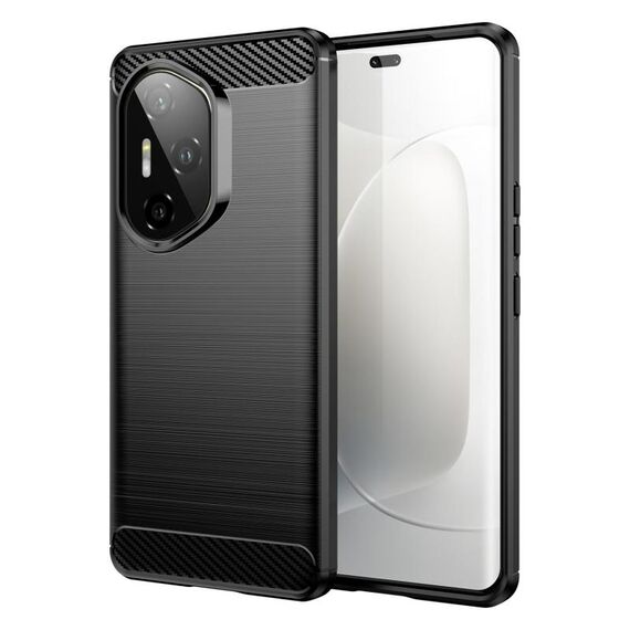 Custodia per telefono in TPU con texture spazzolata in fibra di carbonio per Honor 300 Ultra (nero)