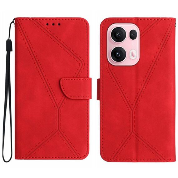 Per OPPO Reno13 Pro Custodia per telefono in pelle goffrata con cuciture globali (rosso)