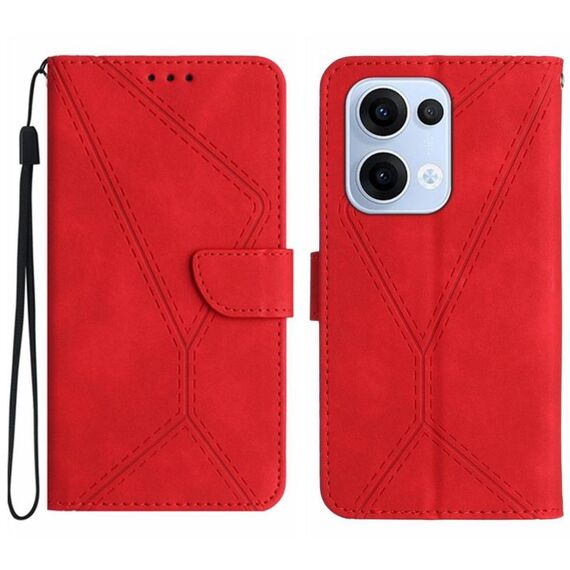Per OPPO Reno13 Custodia per telefono in pelle goffrata con cuciture globali (rosso)
