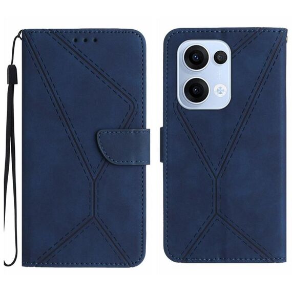 Per OPPO Reno13 Custodia per telefono in pelle goffrata con cuciture globali (blu)