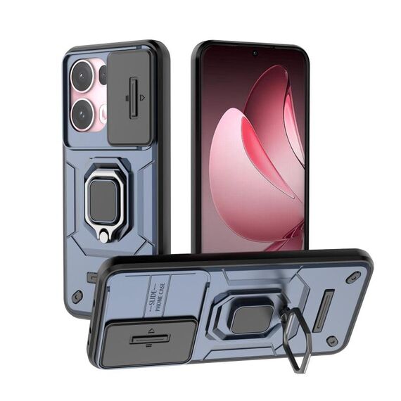 Per OPPO Reno13 Pro 5G Global Sliding Camshield TPU + PC Custodia antiurto per telefono con supporto (blu)