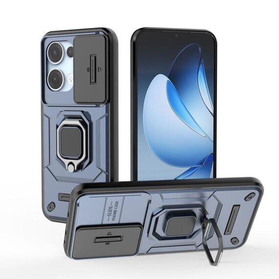 Per OPPO Reno13 5G Global Sliding Camshield TPU + PC Custodia antiurto per telefono con supporto (blu)