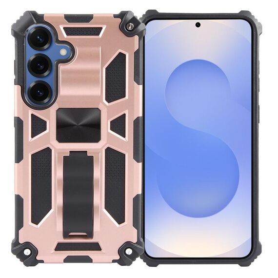 Per Samsung Galaxy S25+ 5G Armor Custodia magnetica antiurto in TPU + PC con supporto (oro rosa)