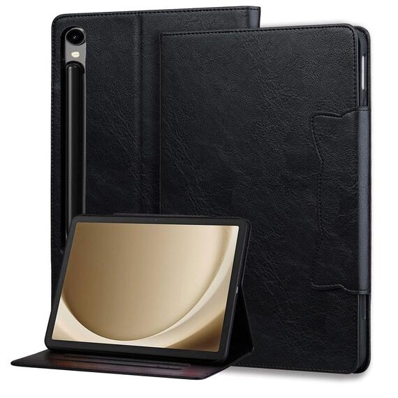 Per Samsung Galaxy Tab S10 FE+ Custodia per tablet in pelle con fibbia a forma di gatto (nero)