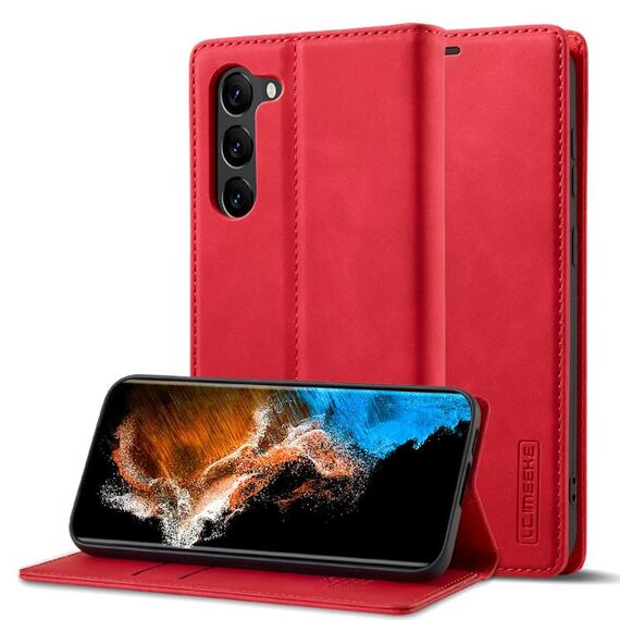 Per Samsung Galaxy S25+ 5G LC.IMEEKE Custodia per telefono in microfibra con forte magnetismo (rosso)