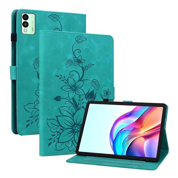 Per Tecno Megapad 11 Custodia per tablet in pelle goffrata Lily (verde)