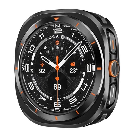 Per Samsung Galaxy Watch Ultra 47mm Custodia protettiva in lega di alluminio per PC (nero arancione)