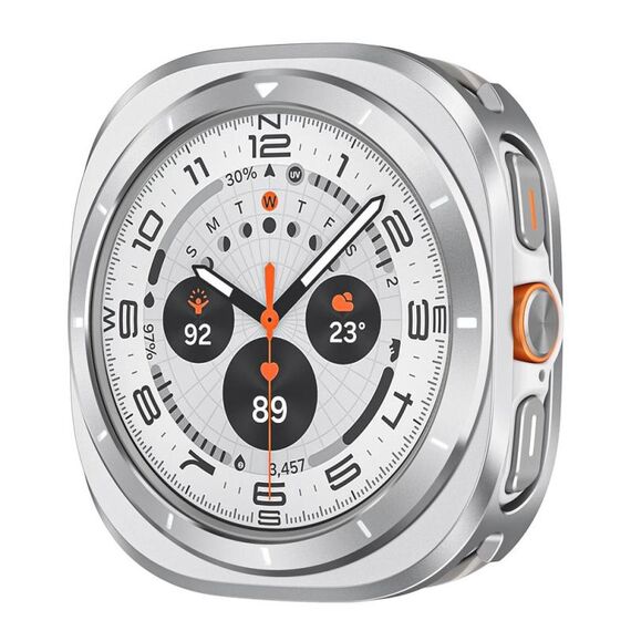 Per Samsung Galaxy Watch Ultra 47mm Custodia protettiva in lega di alluminio per PC Watch (argento arancione)
