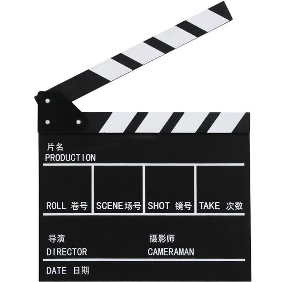 Tavola da regista in legno per riprese video, film, scene cittadine, fotografia, oggetti di scena, stile: con piccolo cinese nero