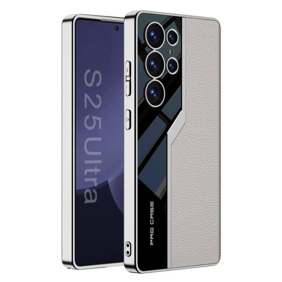Per Samsung Galaxy S25 Ultra 5G GKK Plating TPU + Custodia per telefono Supercar in pelle con copertura completa (grigio)