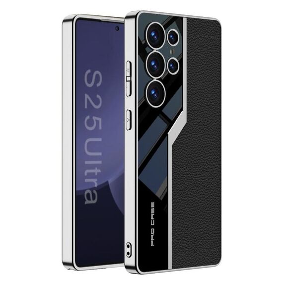 Per Samsung Galaxy S25 Ultra 5G GKK Plating TPU + Custodia per telefono Supercar in pelle con copertura completa (nero)