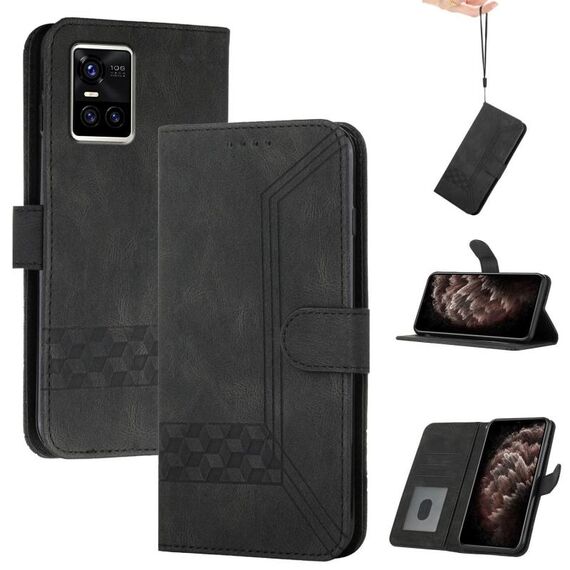 Per vivo S10 / S10 Pro Custodia per telefono in pelle con chiusura a scatto Cubic Skin Feel (nero)