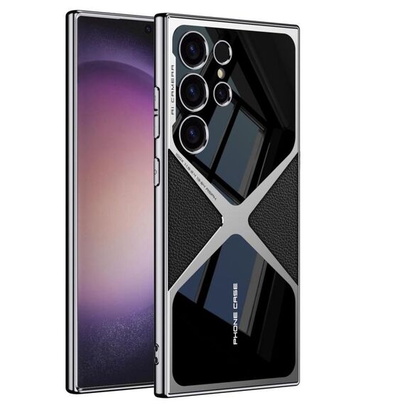 Per Samsung Galaxy S25 Ultra 5G GKK Custodia per telefono antiurto con velocità supersonica in pelle galvanica (nero)