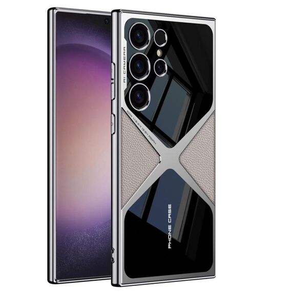 Per Samsung Galaxy S25 Ultra 5G GKK Custodia per telefono antiurto con velocità supersonica in pelle galvanica (bianca)