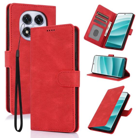 Per Redmi Note 14 Pro+ 5G Custodia per telefono in pelle di vitello con texture Fantasy Skin-feel (rosso)