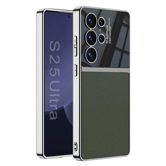 Per Samsung Galaxy S25 Ultra 5G GKK Plating TPU + Custodia per telefono in pelle a copertura totale (verde)