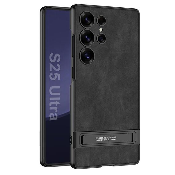 Per Samsung Galaxy S25 Ultra 5G GKK Triumph Custodia per telefono in pelle smerigliata ultra sottile con supporto (nero)