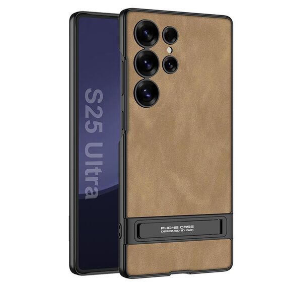 Per Samsung Galaxy S25 Ultra 5G GKK Triumph Custodia per telefono in pelle smerigliata ultra sottile con supporto (marrone)