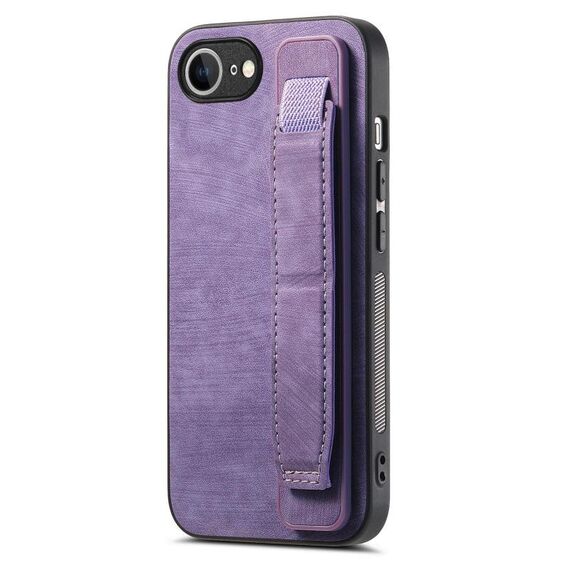 Per iPhone SE 2024 Custodia per telefono con cinturino retrò in pelle (viola)