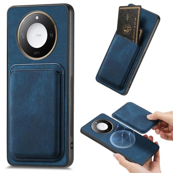 Per Honor X60 Pro 5G Retro Pelle Card Bag Custodia Magnetica per Telefono (Blu)