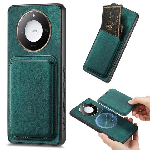 Per Honor X60 Pro 5G Retro Pelle Card Bag Custodia Magnetica per Telefono (Verde)