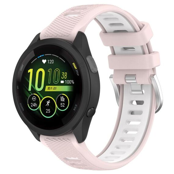 Per Garmin Forerunner 265S 18mm Cinturino sportivo in silicone con fibbia in acciaio bicolore (rosa + bianco)