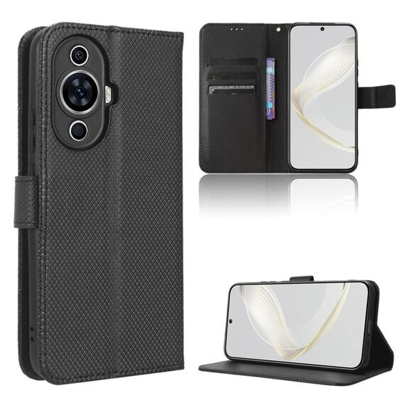 Custodia in pelle per Huawei nova 11 Pro Diamond Texture (nera)