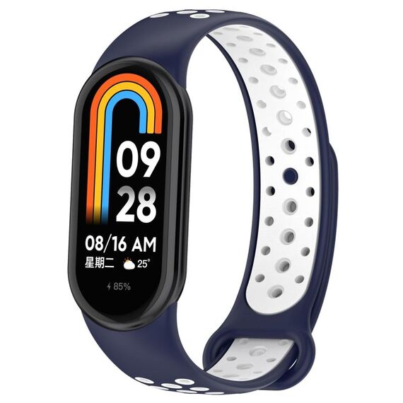 Per Xiaomi Mi Band 8 Cinturino sportivo in silicone a due colori (Blu notte bianco)