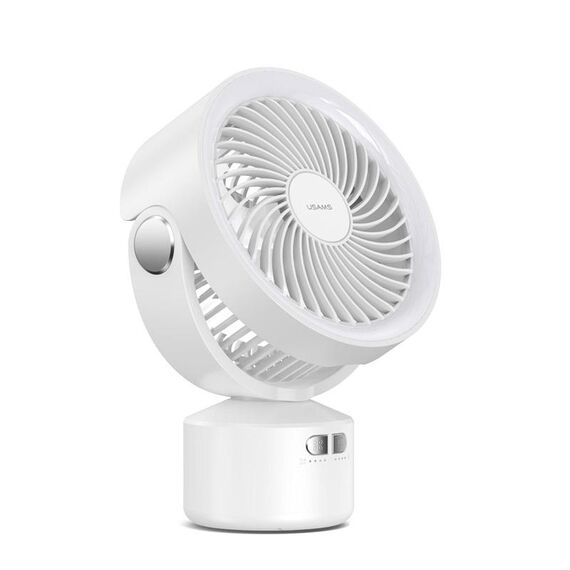 USAMS US-ZB258 Ventilatore silenzioso per esterni multifunzionale con testa oscillante con luce regolabile (bianco)
